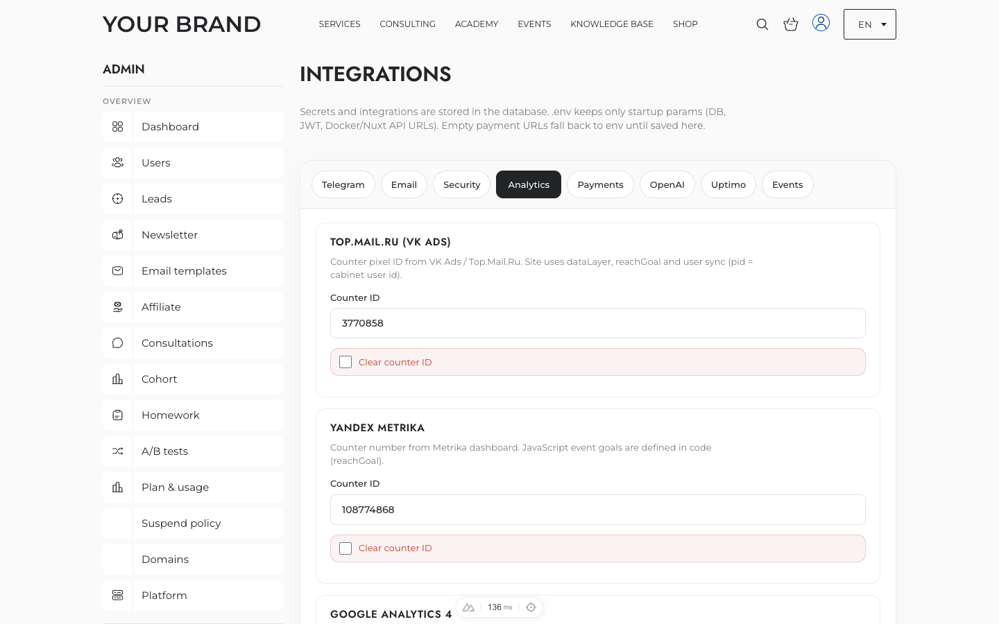 Integrations & analytics